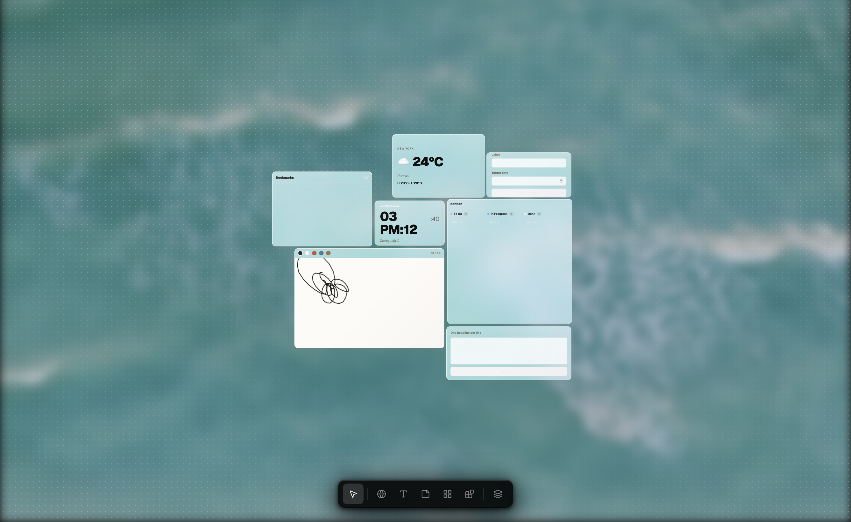 Widgets on a Tabula canvas